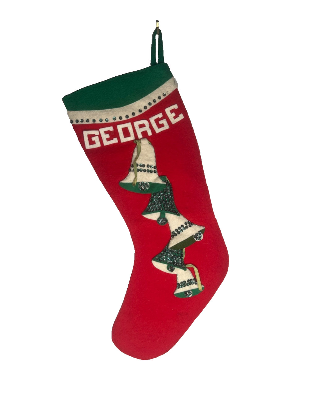 Vintage Bucilla Wool Felt Christmas Stocking GEORGE